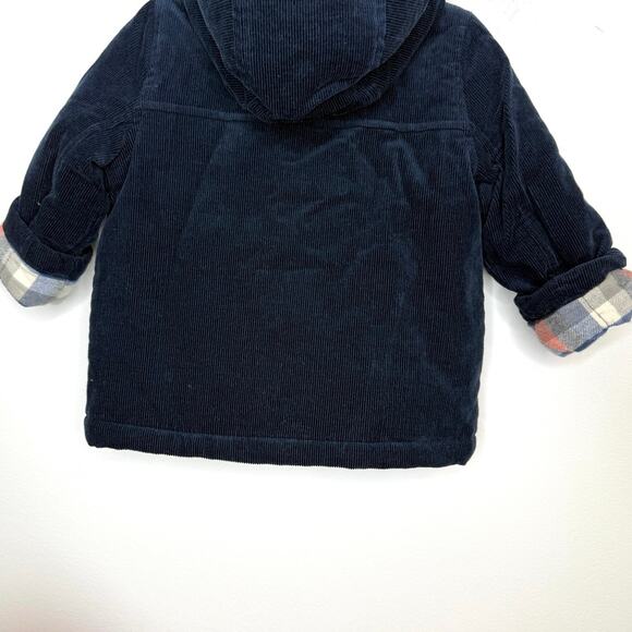 Baby Boden Boys Corduroy Plaid Hooded Jacket Coat In Navy Size 6-12 Months - Picture 6 of 10